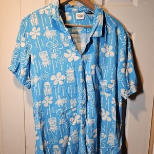SpongeBob Squarepants Blue Tropical Men's Shirt